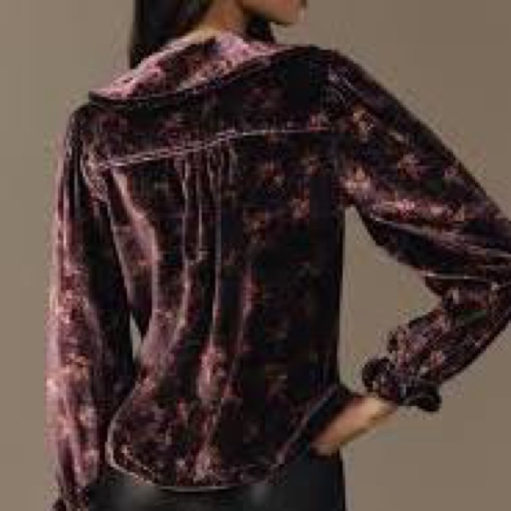 Nwot Pilcro keira plum Velvet Blouse - Picture 3 of 7